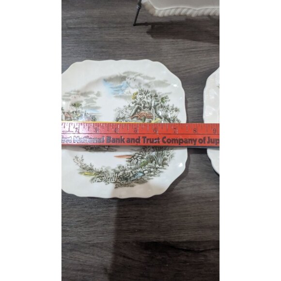 vtg Johnson Brothers  Square Collector Plates Pansy Floral  Countryside Set Of 3 - Picture 6 of 6